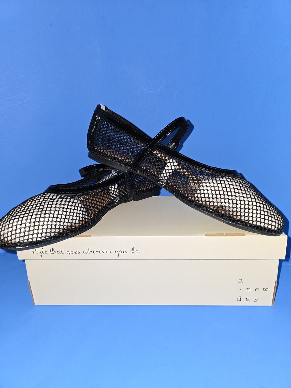 NWT A New Day Black Mesh Mary Jane Flats Size 8.5 - Picture 4 of 8